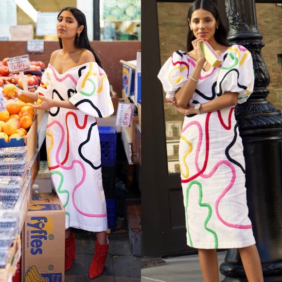 Mara Hoffman Cadiz Namari Embroidered Linen Midi Dress Size 4 - Picture 9 of 16